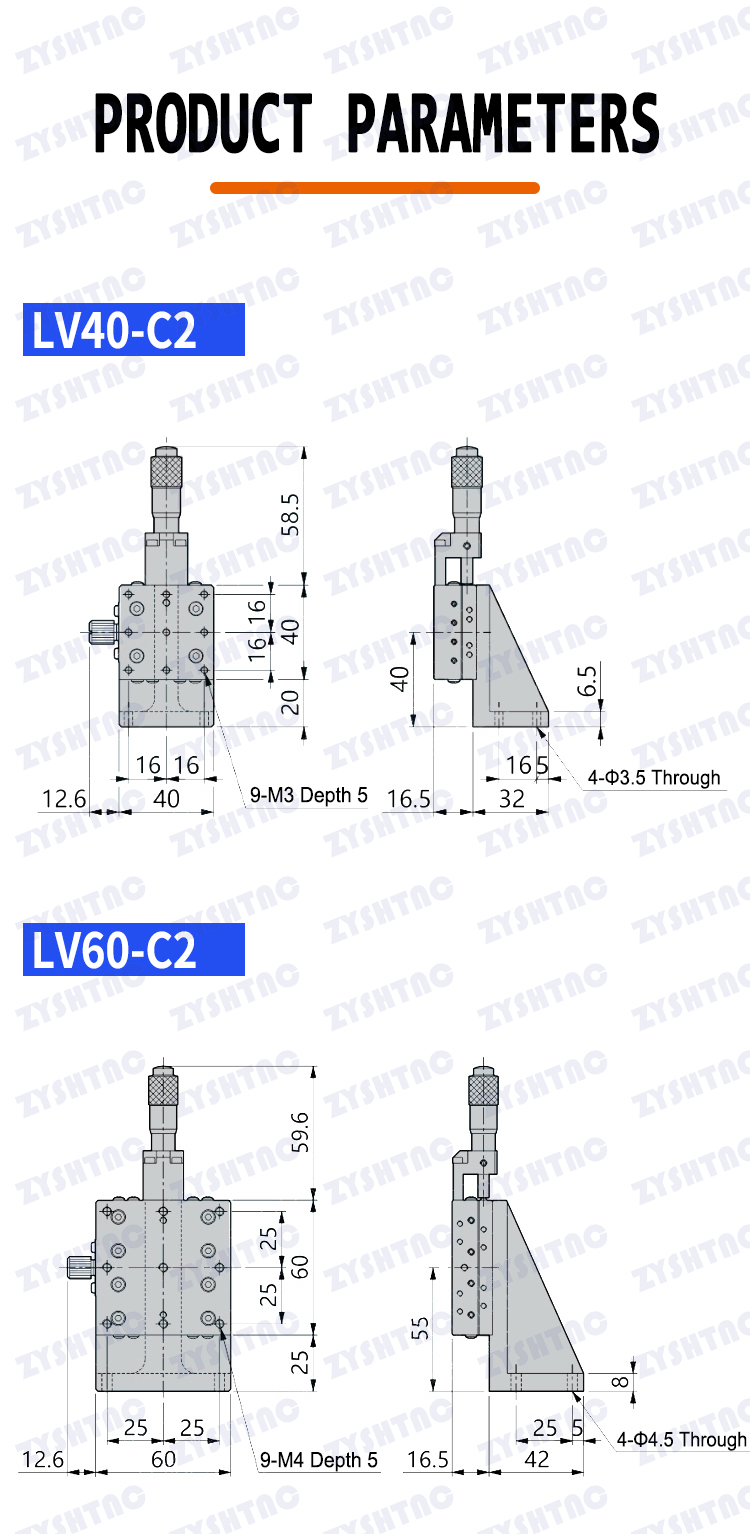Z Axis Manual Displacement Vertical lift fine tuning platform Cross Roller Guide Linear Stage LV60 Z Axis Manual Displacement Vertical lift fine tuning platform Cross Roller Guide Linear Stage LV60