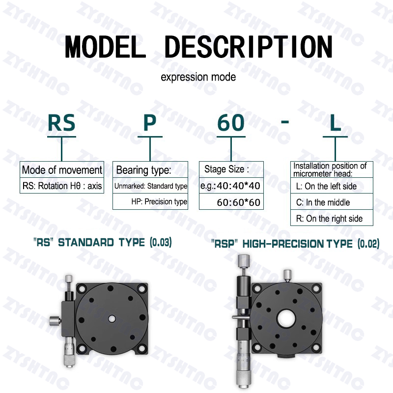 R-axis rotating slide RSP40/60/90/125 manual precision fine-tuning platform rotation angle 360 ° R-axis rotating slide RSP40/60/90/125 manual precision fine-tuning platform rotation angle 360 °