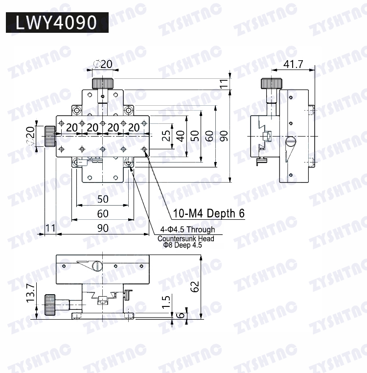 XY axis LWY4040/4060/4090 dovetail table precision rack dovetail groove sliding table XY axis LWY4040/4060/4090 dovetail table precision rack dovetail groove sliding table