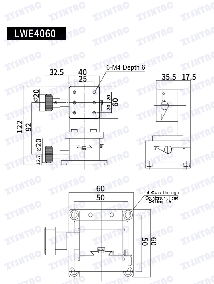 XZ axis dovetail groove sliding table manual gear rack lifting platform LWE4040/4060/4090 platform XZ axis dovetail groove sliding table manual gear rack lifting platform LWE4040/4060/4090 platform