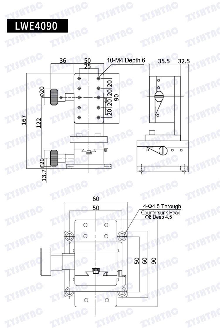 XZ axis dovetail groove sliding table manual gear rack lifting platform LWE4040/4060/4090 platform XZ axis dovetail groove sliding table manual gear rack lifting platform LWE4040/4060/4090 platform