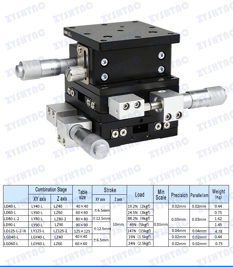 XYZ axis displacement platform three-axis manual sliding table lifting platform LD40/60/80-L optical XYZ axis displacement platform three-axis manual sliding table lifting platform LD40/60/80-L optical