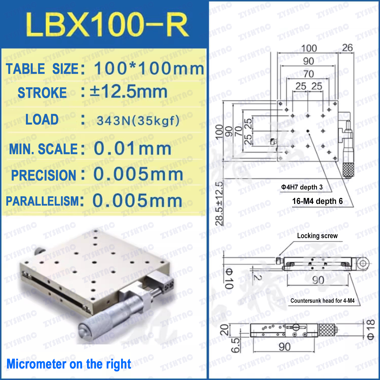 LBX/LBY-25/40/60/80/100L/R/C high-precision stainless steel platform optical platform displacement p