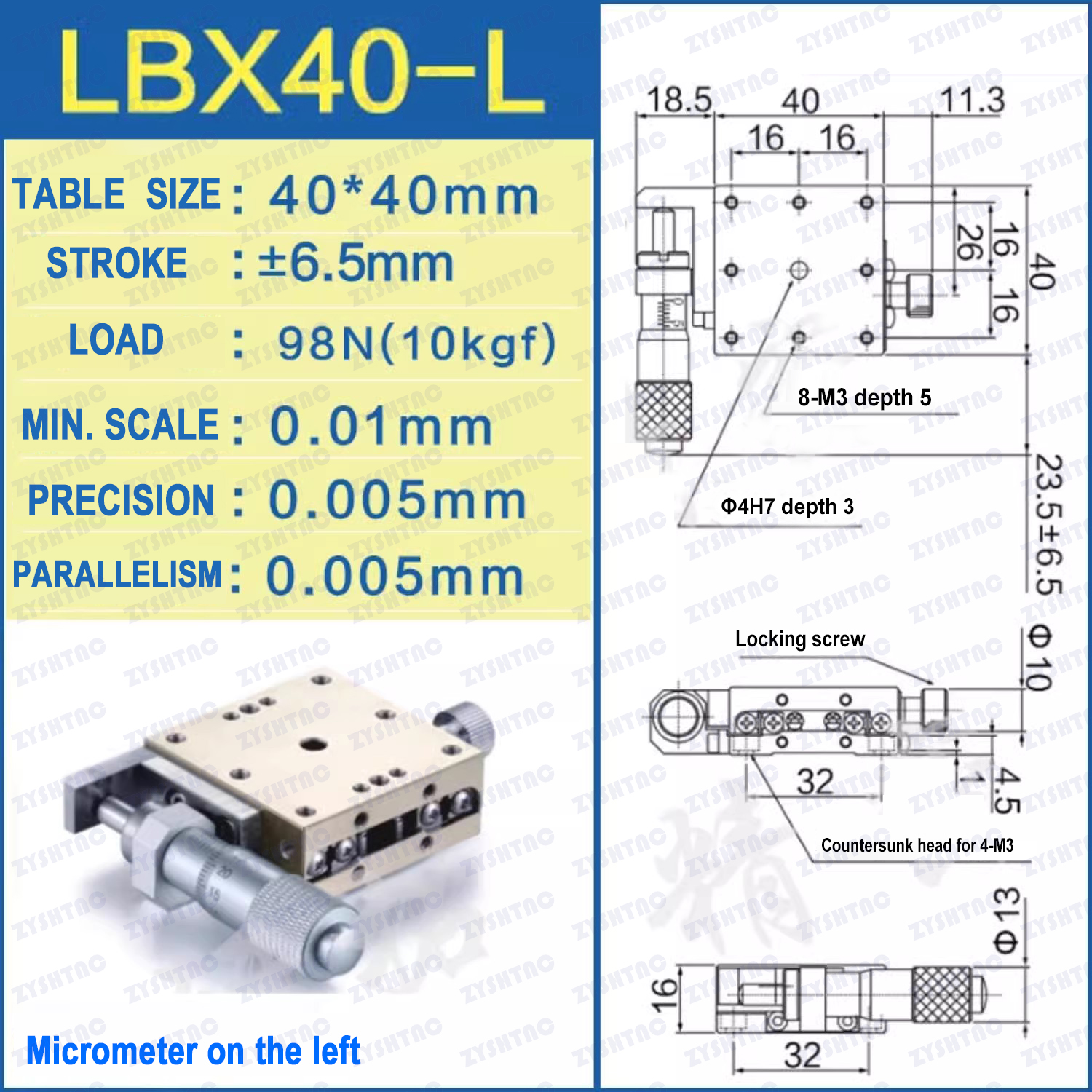 LBX/LBY-25/40/60/80/100L/R/C high-precision stainless steel platform optical platform displacement p