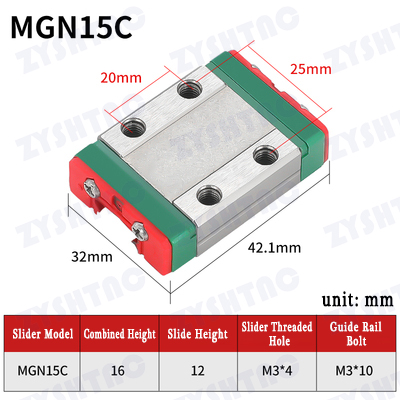 Micro linear guide rail slider rail MGN15C MGN15H linear guide rail Customizable stainless steel