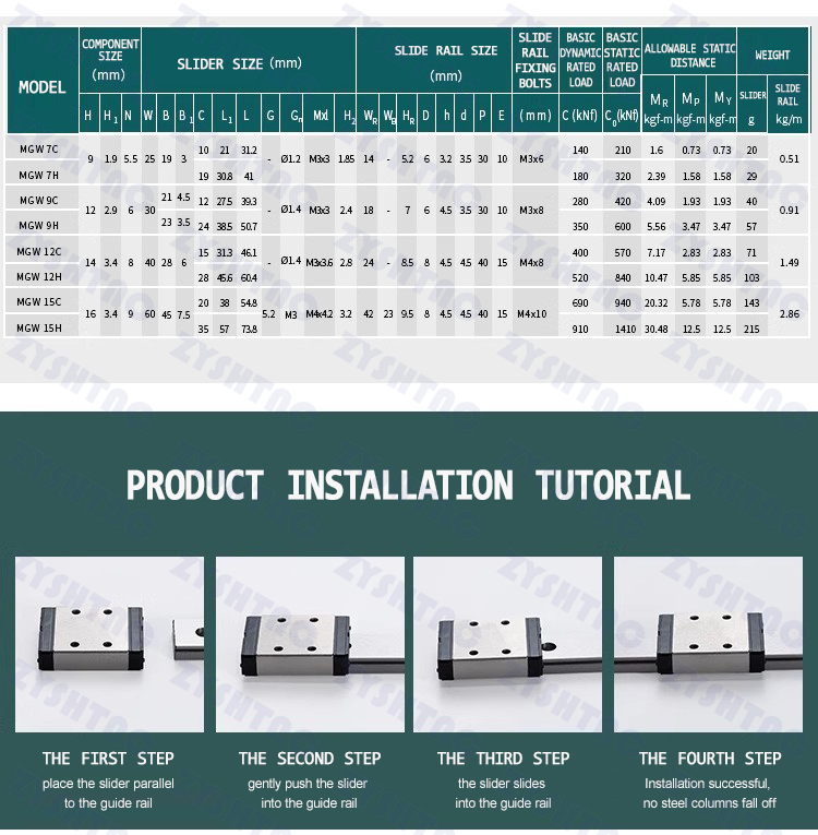 MGW9C MGW9H linear guide rail Customizable stainless steel Micro linear guide rail slider rail MGW9C MGW9H linear guide rail Customizable stainless steel Micro linear guide rail slider rail