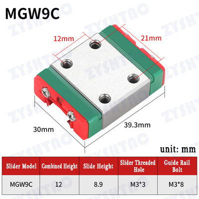 MGW9C MGW9H linear guide rail Customizable stainless steel Micro linear guide rail slider rail 