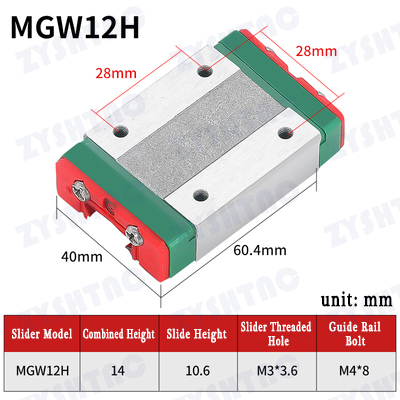 MGW12C MGW12H linear guide rail Customizable stainless steel Micro linear guide rail slider rail
