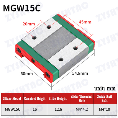 MGW15C MGW15H linear guide rail Customizable stainless steel Micro linear guide rail slider rail