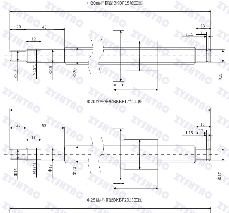 Precision ball screw nut CNC engraving machine slide module set for lifting 1605/2005/2505/3210